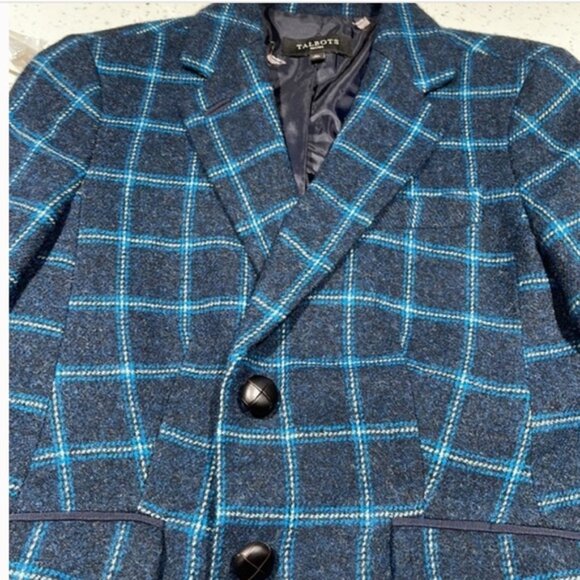 Talbots Women's Windowpane Blue Plaid Jacket - Picture 5 of 10